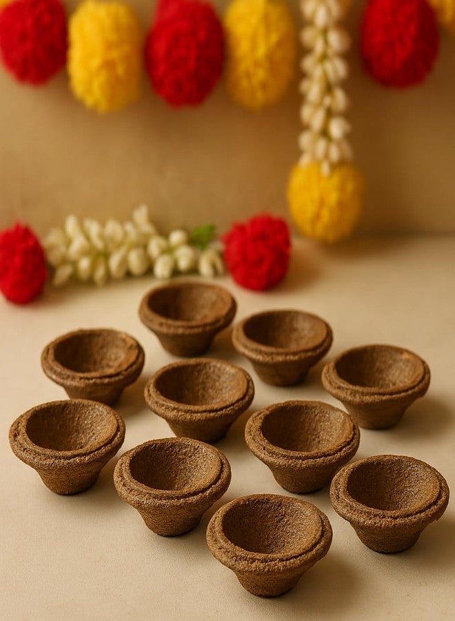 Jaipur Ace Handmade Desi Pure Cow Dung Diya for Puja, Handcrafted Deepak for Diwali, Traditional Dia for Hawan, Pujan & Religious Purpose, (11), Brown - Image 2